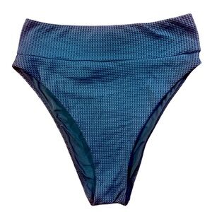 Aerie Blue Textured Knit High Waisted Bikini Bottoms Women’s Size Small